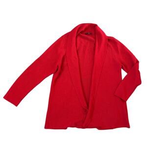 Eileen Fisher 100% Wool Red Open Shawl Cardigan Size XL EUC